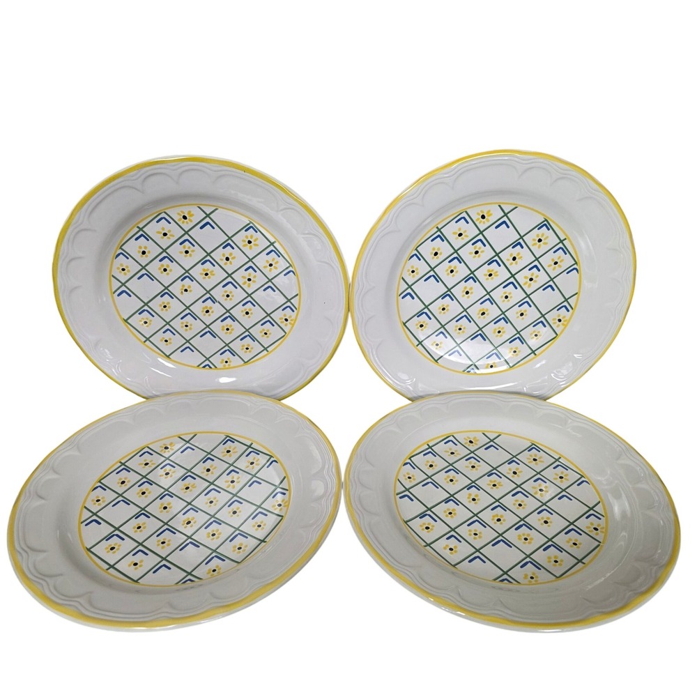 Jepcor Calico Blackeyed Susan Dinner Plates Set of 4 EXCELLENT Cottagecore Retro